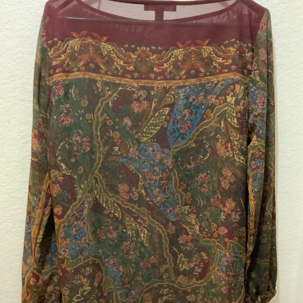 Lauren Ralph Lauren Women See-Through Floral Long Sleeve Blouse Size L - Picture 4 of 6